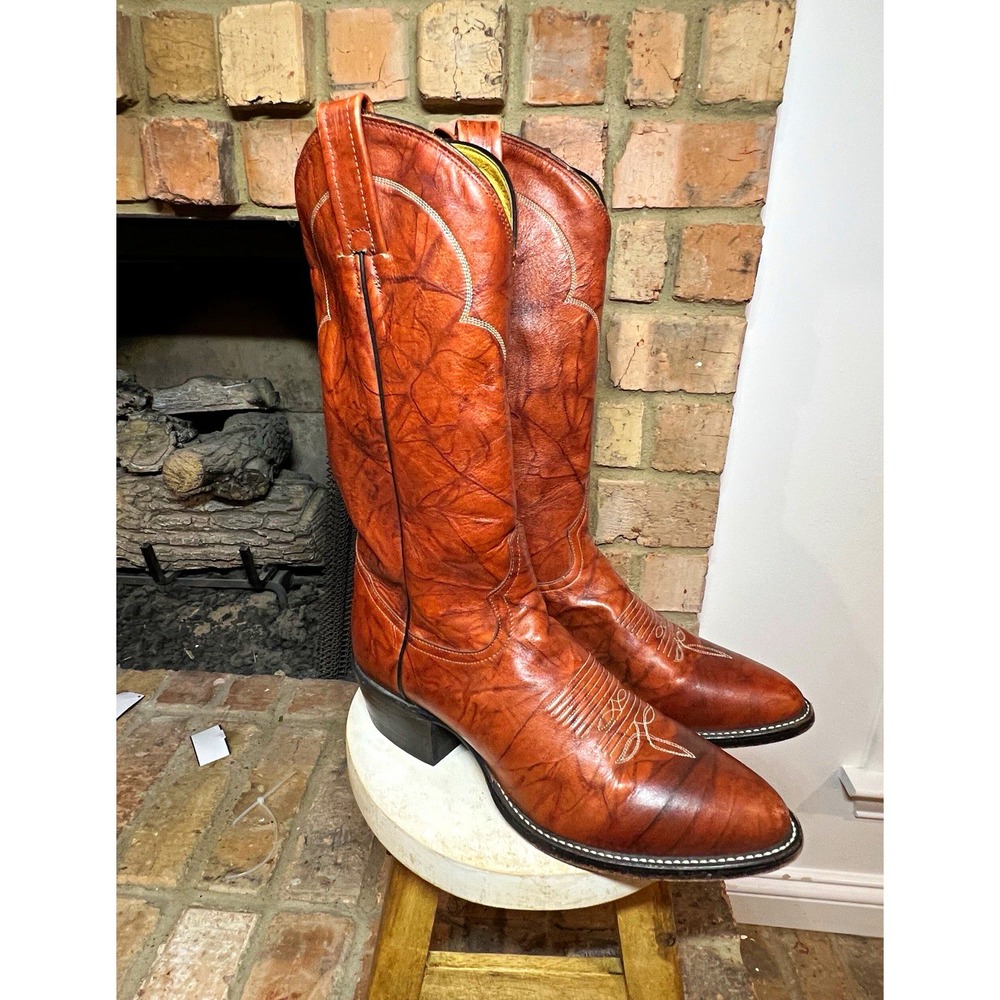 Tony Lama Brown Leather Western Cowboy Boots | Made in USA | Men's US 8 | 5084